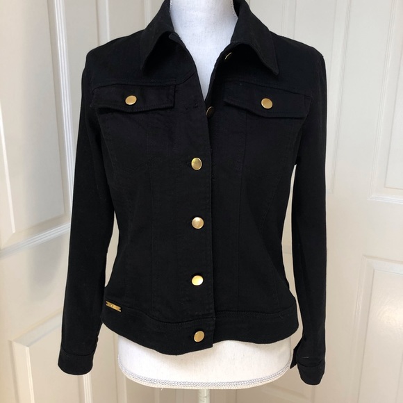 black and gold jean jacket